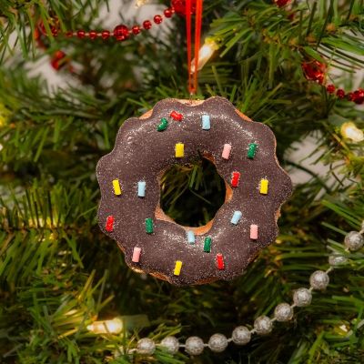 Chocolate Clay Donut Christmas Ornament Image 2
