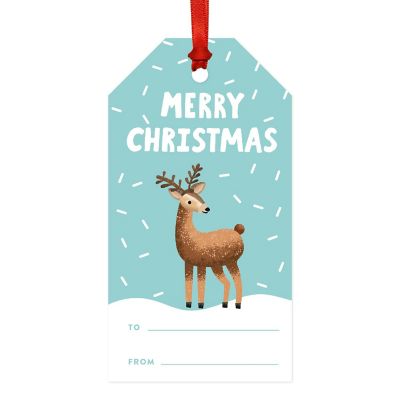 Christmas Deer Aqua Flake To/From Tags Image 3
