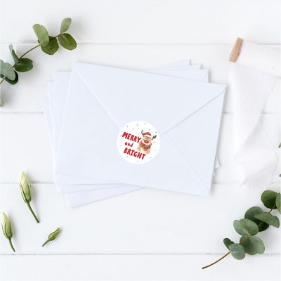 Christmas Fun Reindeer Red Scarf Labels Image 1
