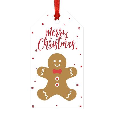 Christmas Red White Gingerbread Man Tags Image 3