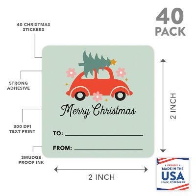 Christmas To/From Stickers Cute Bug Car Image 1