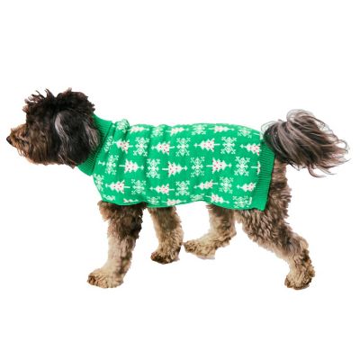 Christmas Trees &amp; Snowflakes Green Pet Accessory Medium Image 1