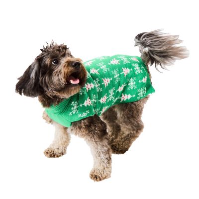 Christmas Trees &amp; Snowflakes Green Pet Accessory Medium Image 1