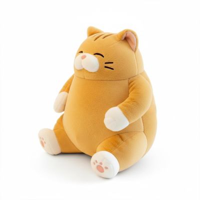 Chubby Meow 12 Inch Plush Pillow  Orange Image 1