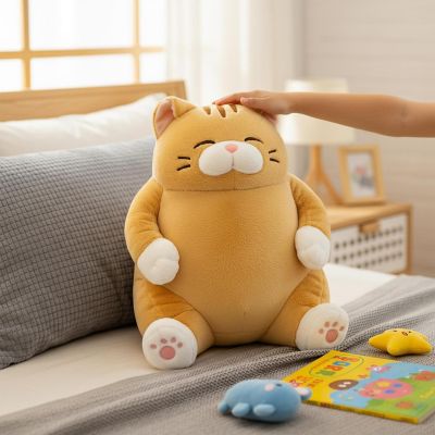 Chubby Meow 12 Inch Plush Pillow  Orange Image 3