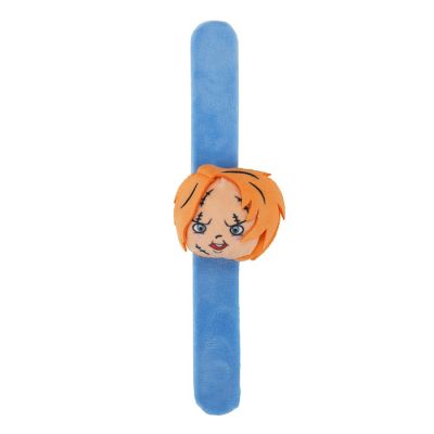 Chucky 3D Plush Character Head Blue Snap-On Wristband Image 1