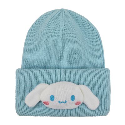 Cinnamoroll 3D Plush Character Head Blue Tall Cuff Beanie Image 1