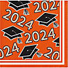Class of 2024 Orange Graduation Cocktail Napkins, 108 ct Image 1
