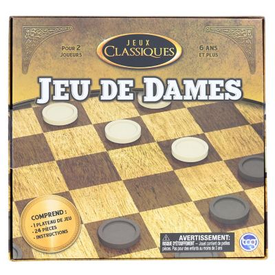 Classic Games Wood Checkers Set  Board & 25 Game Pieces Image 1