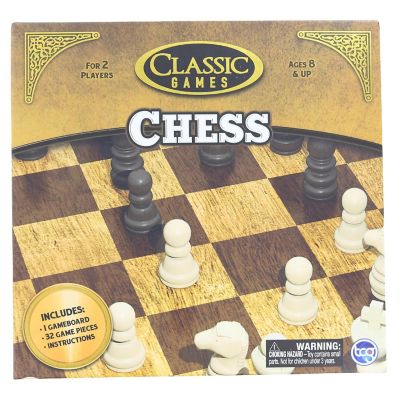 Classic Games Wood Chess Set  Board & 32 Game Pieces Image 1