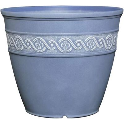 Classic Home and Garden Corinthian Resin Flower Pot Planter, Slate Blue, 8 Inches Image 1