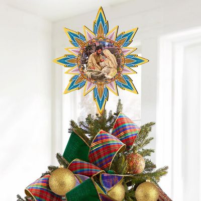 Classic Nativity Star Tree Topper Wooden Decor by D. Gelsinger Image 1