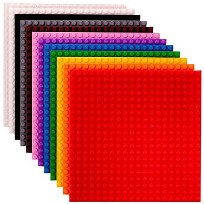 Classic Stackable Baseplates, For Building Bricks, Bases for Tables, Mats, Rainbow Colors, 12 Pack, 6x6 Inches Image 1