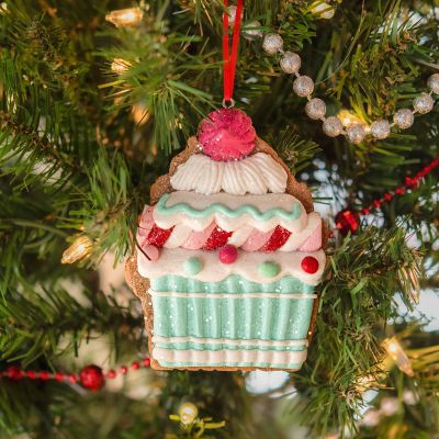 Clay Frosted Green Cupcake Ornament Image 2