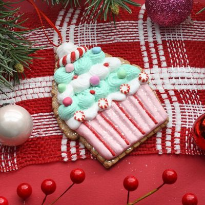 Clay Frosted Pink Cupcake Ornament Image 1