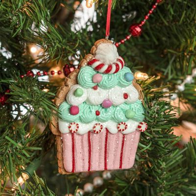 Clay Frosted Pink Cupcake Ornament Image 2