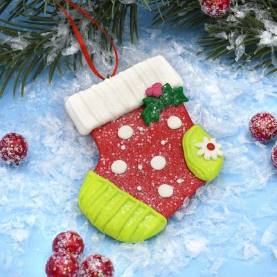 Clay Stocking Christmas Ornament Image 1