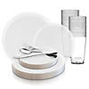 Clear Flat Round Disposable Plastic Dinnerware Value Set (120 Settings) Image 1