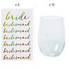 Clear Stemless Wine Glasses with Bridal Party Stickers - 26 Pc. Image 1