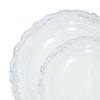 Clear Vintage Round Disposable Plastic Dinnerware Value Set (120 Dinner Plates + 120 Salad Plates) Image 1