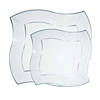 Clear Wave Plastic Dinnerware Value Set (120 Dinner Plates + 120 Salad Plates) Image 1