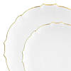 Clear with Gold Rim Round Lotus Plastic Dinnerware Value Set - (20 Settings) Image 1