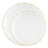Clear with Gold Rim Round Lotus Plastic Dinnerware Value Set - (20 Settings) Image 1