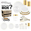 Clear with Gold Rim Round Lotus Plastic Tableware Set - (60 Settings) Image 1