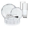 Clear with Silver Vintage Rim Round Disposable Plastic Dinnerware Value Set (120 Settings) Image 1