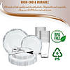 Clear with Silver Vintage Rim Round Disposable Plastic Dinnerware Value Set (120 Settings) Image 3