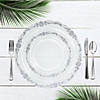 Clear with Silver Vintage Rim Round Disposable Plastic Dinnerware Value Set (60 Settings) Image 4