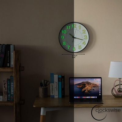 Clockswise 12-in Glow-in-the-Dark Decorative Wall Clock Image 1