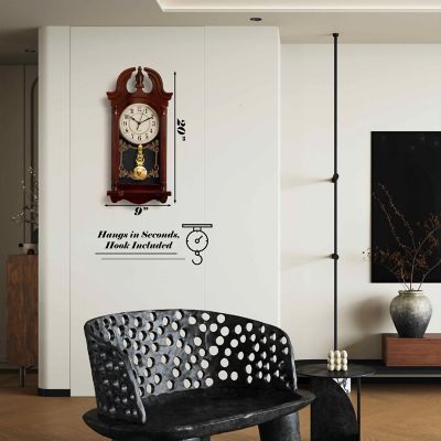 Clockswise 20" Vintage-Inspired Plastic Grandfather Wall Clock Image 1
