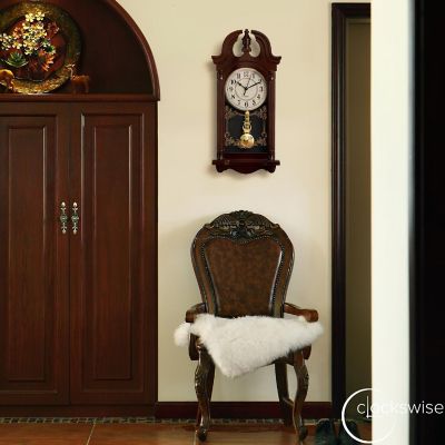 Clockswise 20" Vintage-Inspired Plastic Grandfather Wall Clock Image 2