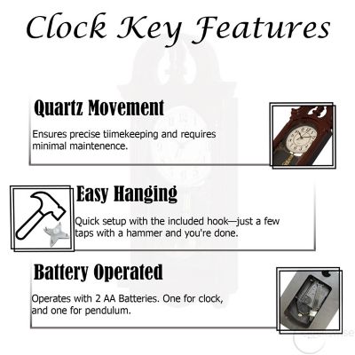 Clockswise 20" Vintage-Inspired Plastic Grandfather Wall Clock Image 3