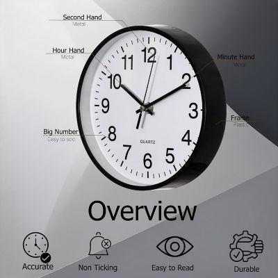 Clockswise Black 8-In Analog Clock Image 2