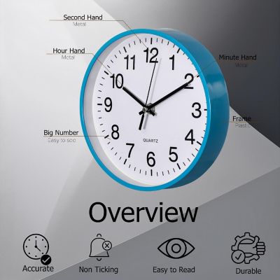 Clockswise Blue 10-In Analog Clock Image 2
