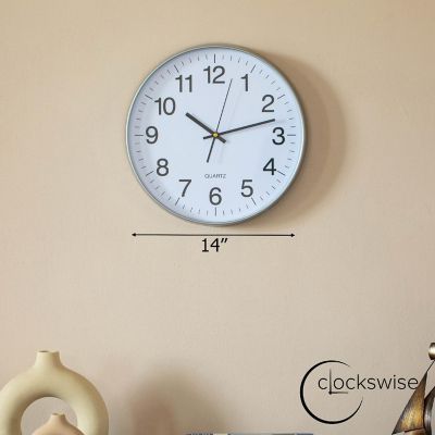 Clockswise Silver 14-In Analog Clock Image 1