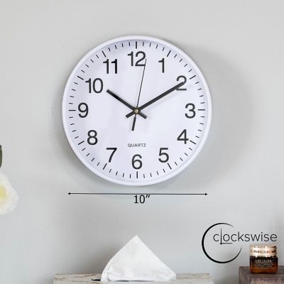 Clockswise White 10-In Analog Clock Image 1