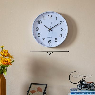 Clockswise White 12-In Analog Clock Image 1