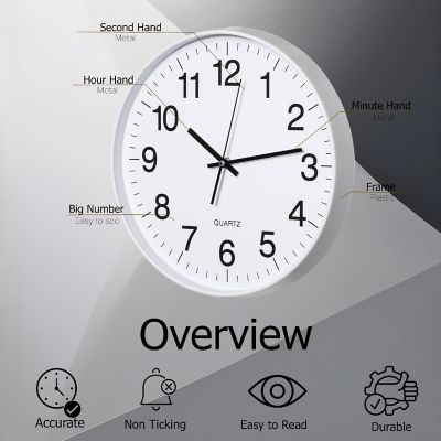 Clockswise White 8-In Analog Clock Image 2