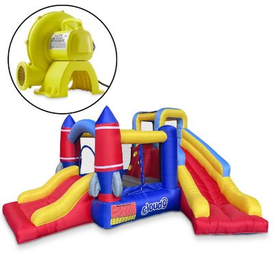 Cloud 9 Rocket Bounce House with Two Slides and Blower, Inflatable Bouncer for Kids Image 1
