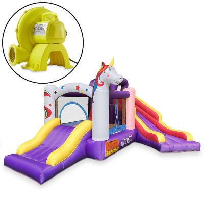 Cloud 9 Unicorn Bounce House with Two Slides and Blower, Inflatable Bouncer for Kids Image 1