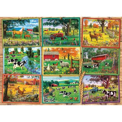 Cobble Hill 1000 Piece Puzzle: Postcards From The Farm - Reference Poster Image 1