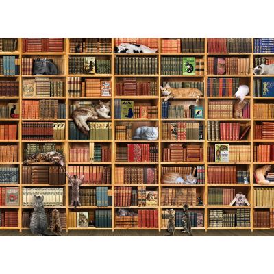 Cobble Hill: The Cat Library 1000 Piece Puzzle Image 1