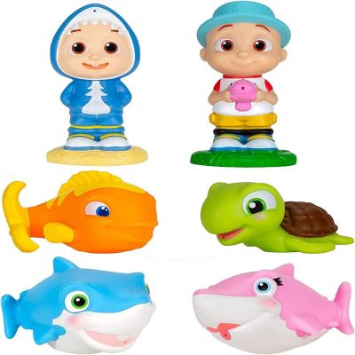 CoComelon Bath Squirter Toys, 6 Pieces - Includes JJ, Baby Shark, Mommy Shark, Turtle & Goldfish - Water Toys for Toddlers & Kids - Ages 18 Months+ Image 1