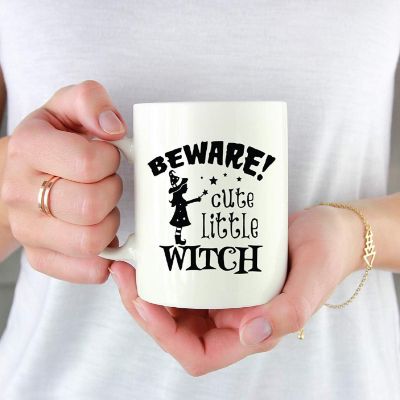 Coffee Mug Beware Cute Little Witch Image 1