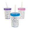 Color Your Own Easter BPA-Free Plastic Cups with Lids & Straws - 12 Ct. Image 1