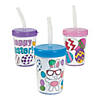 Color Your Own Easter BPA-Free Plastic Cups with Lids & Straws - 12 Ct. Image 1
