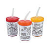 Color Your Own Give Thanks BPA-Free Plastic Cups with Lids & Straws - 12 Ct. Image 1